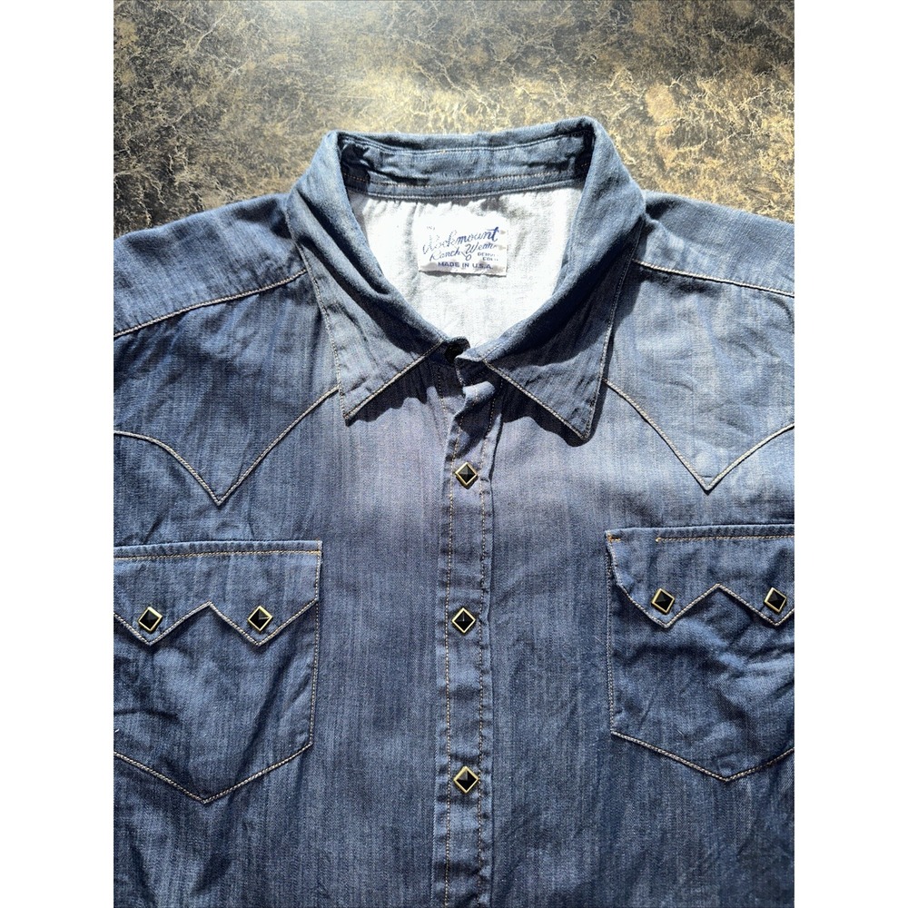 Vintage Rockmount Ranch Wear Black Pearl Snap Western Shirt Made in USA Sawtooth